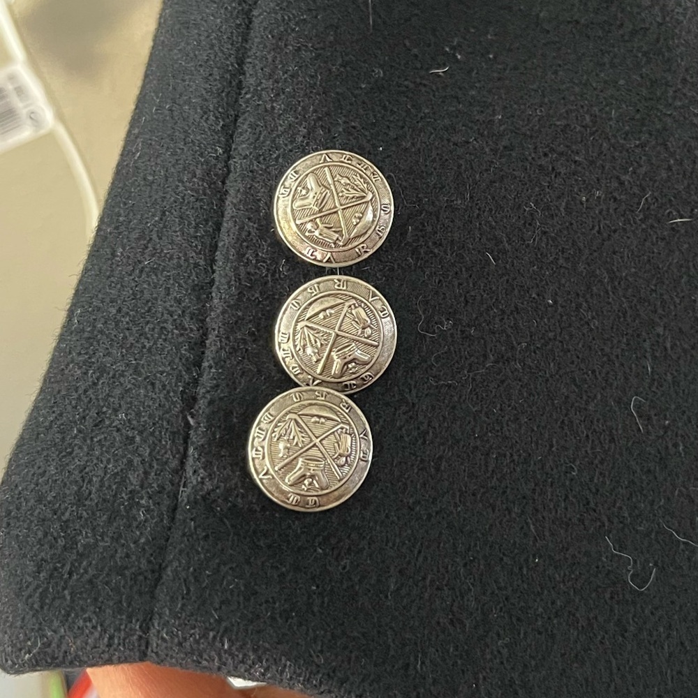 Perry Ellis Vintage Black Wool Military Peacoat USA Made Women’s 10 - Picture 8 of 17